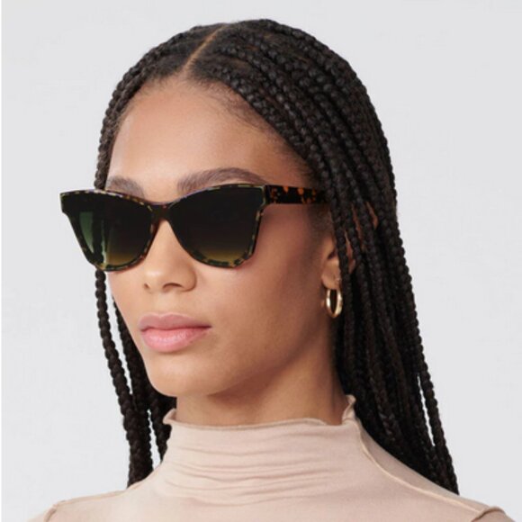 *SOLD* Krewe Aubry Nylon Zulu Frame Dark Green Gradient Lens Cat Eye Sunglasses - Picture 2 of 16